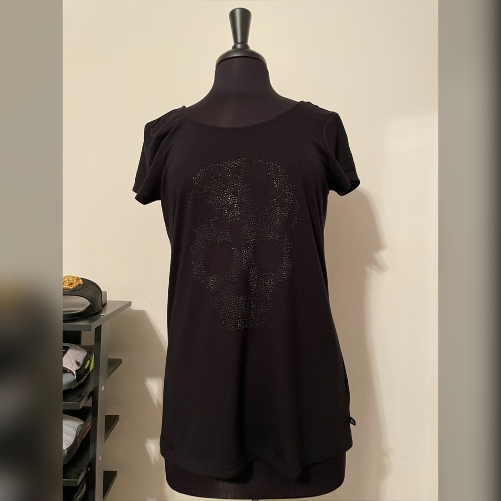 Rock & Republic Skull Draped back Tee sz M